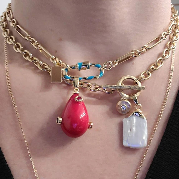 Women's Copper Alloy Chain Necklace Openable Screw Buckle Punk Trendy Jewelry Man Hip Hop Neck Accessories Carabiner Choker 240104