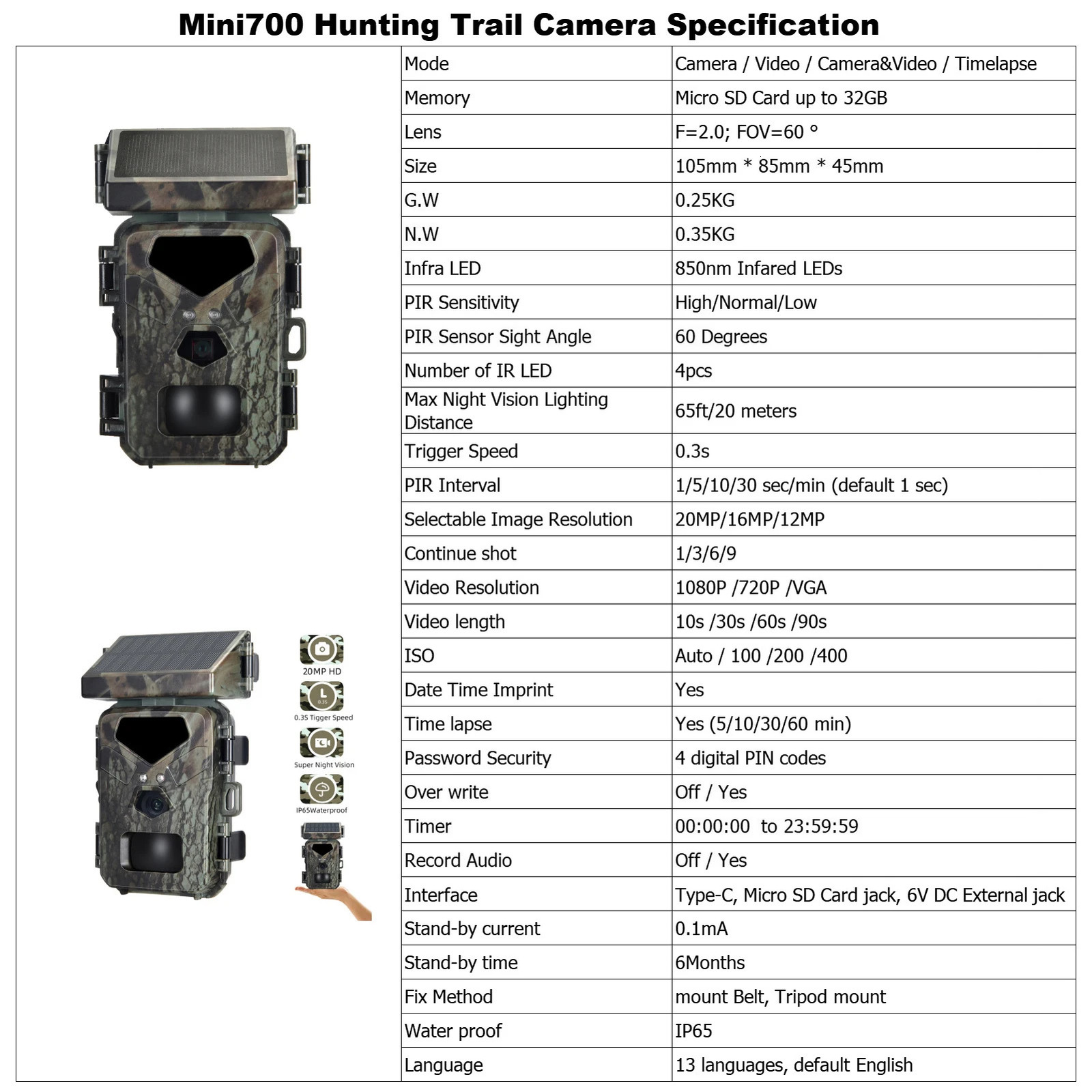 Solar Powered Night Vision Trail Camera 50MP 4K Hunting Cameras 03s Trigger Time for Wildlife Monitoring 240104