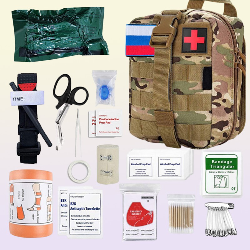 Outdoor Gadgets Pcs Survival First Aid Kit Molle Gear Emergency s Trauma Bag For Camping Hunting Disaster Adventures 221021