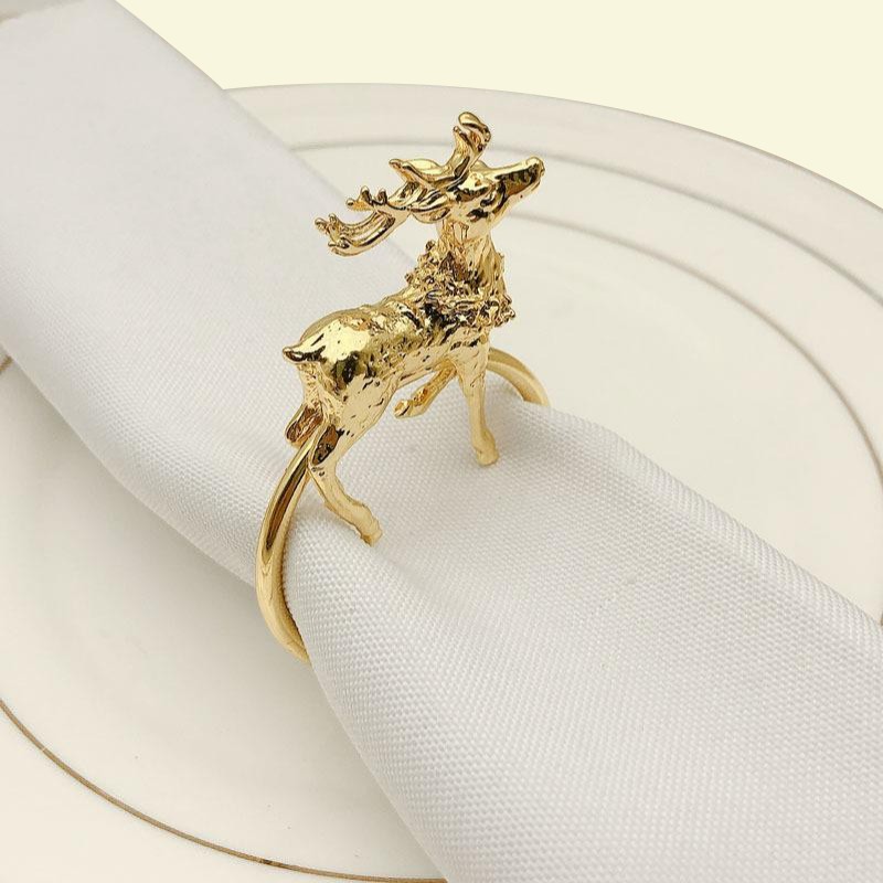 12 PCS new el Christmas small deer napkin ring napkin ring metal towel whole17697764