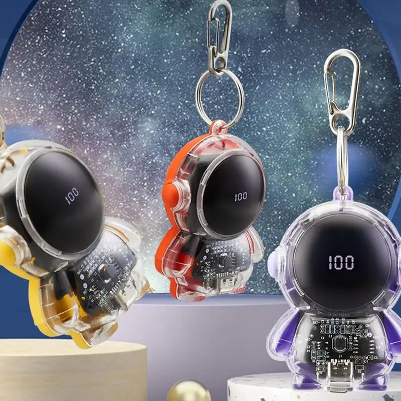 1500mAh Cute Astronaut Mini Power Bank Type C Portable Keychain Fast Direct Charging Transparent Astronaut Power Bank Charger