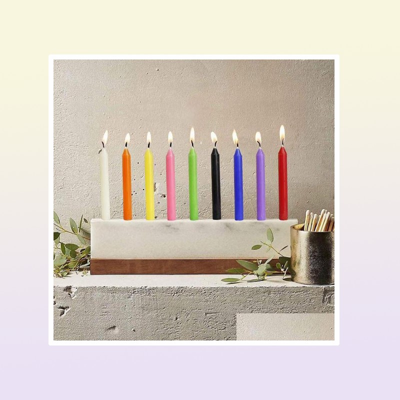 Candles Candles 100Pcs Unscented Taper Candle Colorf Smokeless Paraffin Dripless Hand Poured Wax For Wedding Christmas Spa Drop De1155545