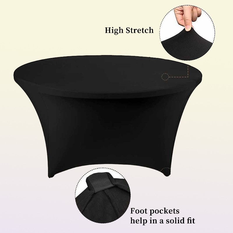 Table Cloth Round Spandex Fitted Tablecloth High Stretch Table Cover for Cocktail Table Cloth Christmas Wedding Event el Buffet3678685