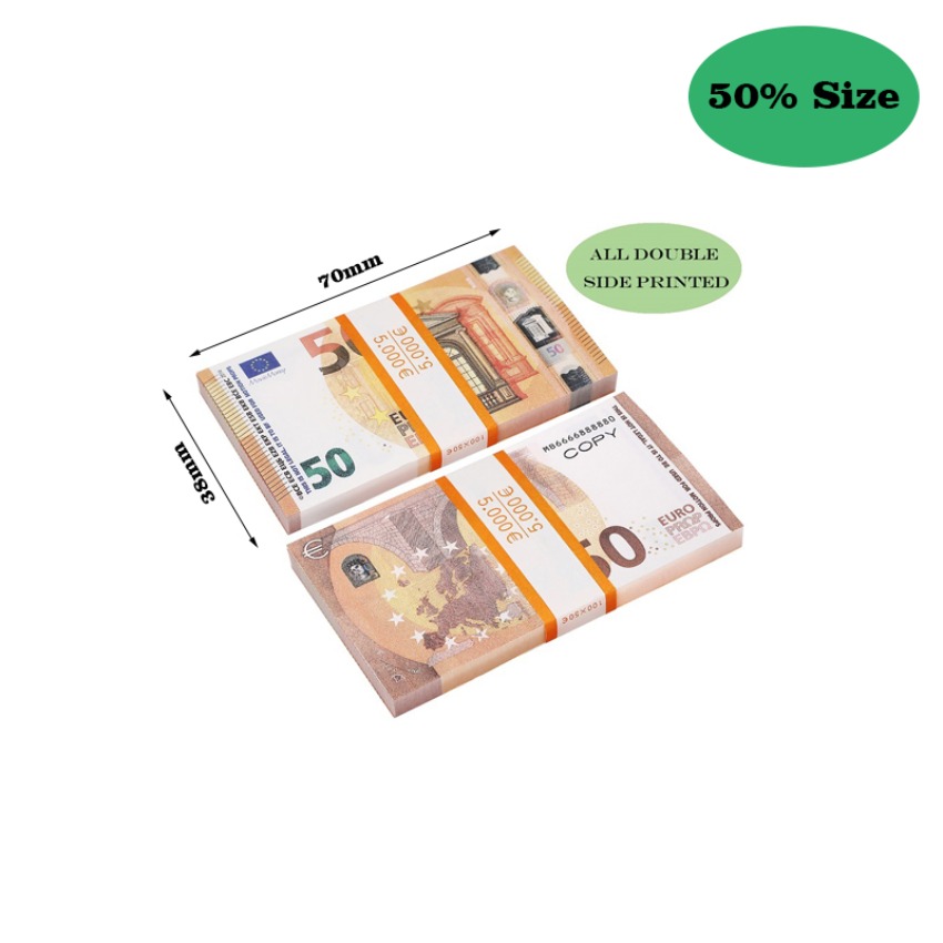 50% Size Wholesale Top Quality Billet Euro Copy 10 20 50 100 Party Math Fake Banknotes Notes Faux Euros Play Collection Gifts Realistic Double Sided S