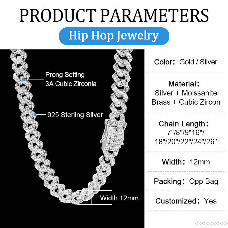 10mm 14mm 22inches Mens Real Gold Hip Hop Chains Vvs Moissanite Diamond Chain Prong Set 10k Gold Cuban Link Chain