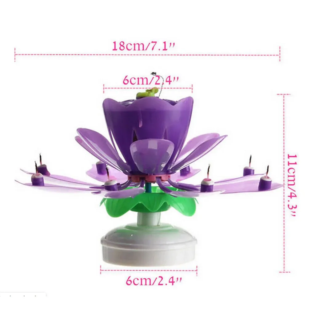 Cake Candle Lotus Lotus Music Candle Happy Birthday Art Candle Lamp DIY Cake Decoration Child Gift Wedding Party ZZ
