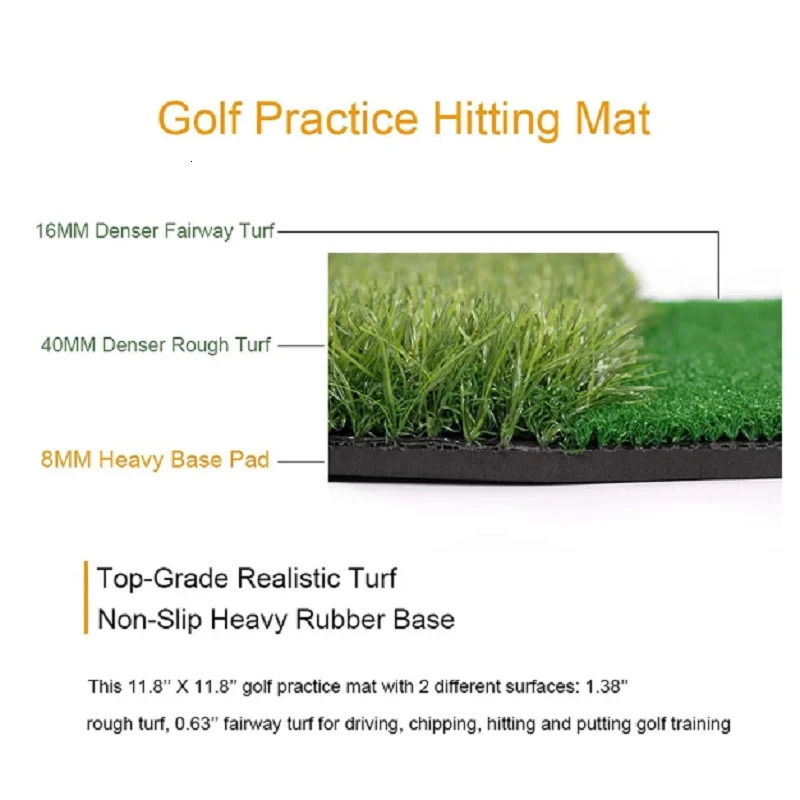 Pop Up Golf Chipping Net Dual Turf Hitting Mat with 3 Rubber Tees Combo 6 Training Balls for Practice 240104