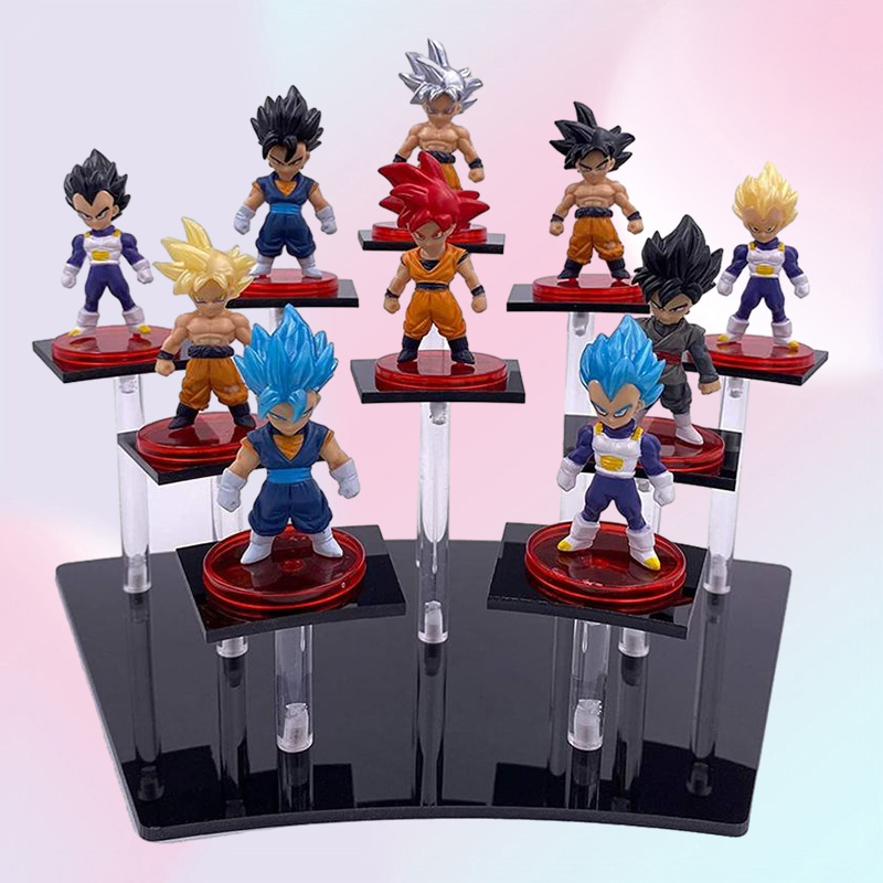 Storage Bottles Anime Action Mini Figures Acrylic Display Rack Cupcake Dessert Earring Jewelry Stand Holder Model Toy Perfume Shel