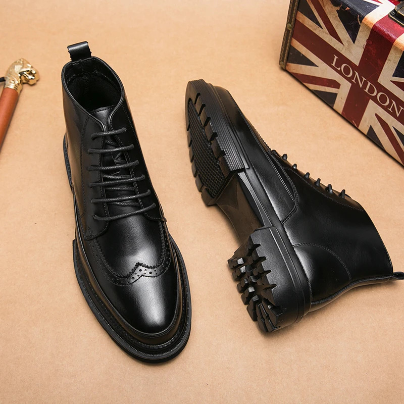British Style Platform Work Shoes Brogue Men Boots Size 3844 240105