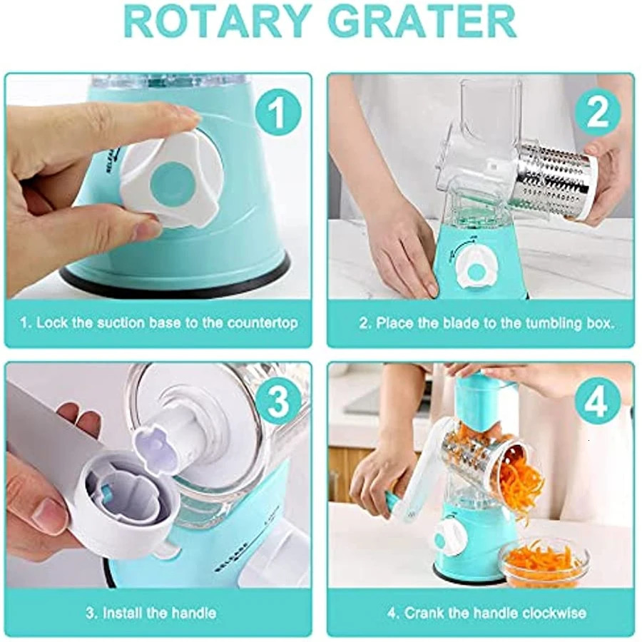 Manual Rotary Vegetable Cutter Cheese Grater Food Fruit Potato Peeler Carrot Shredder Slicer Cutting Chopper Kitchen Tools 240105