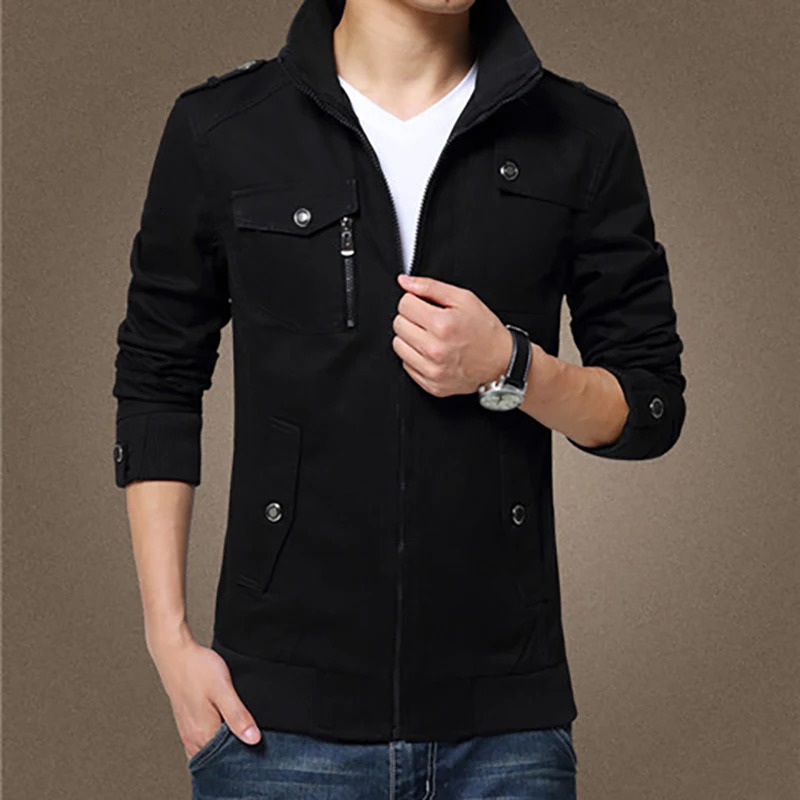 Bomber Jacket Men Casual Windbreaker Jacket Coat Men Spring Autumn Outwear Stand Slim Military Jacket Mens 240105