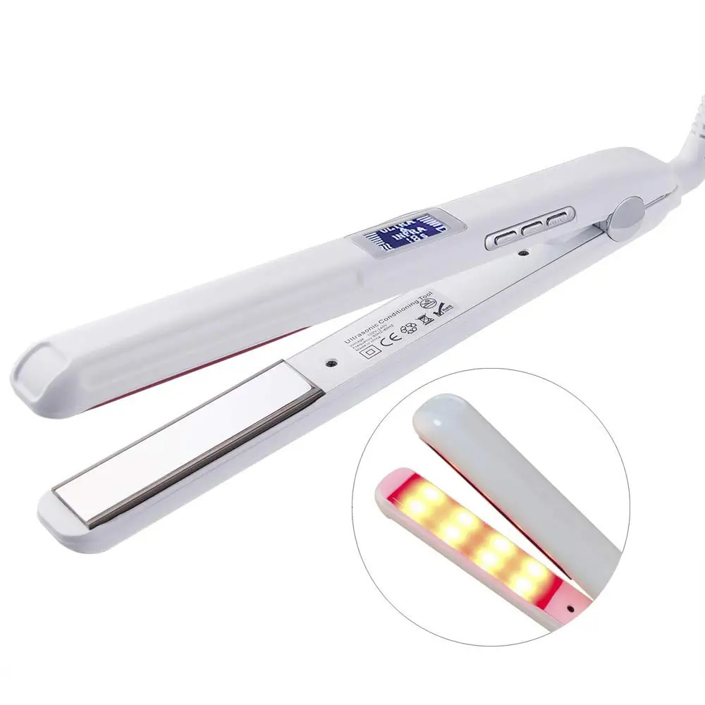Hair Care Ultrasonic Infrared Straightener Professional Cold Flat Iron Treament Styler Therapy Conditioning Tools 240104