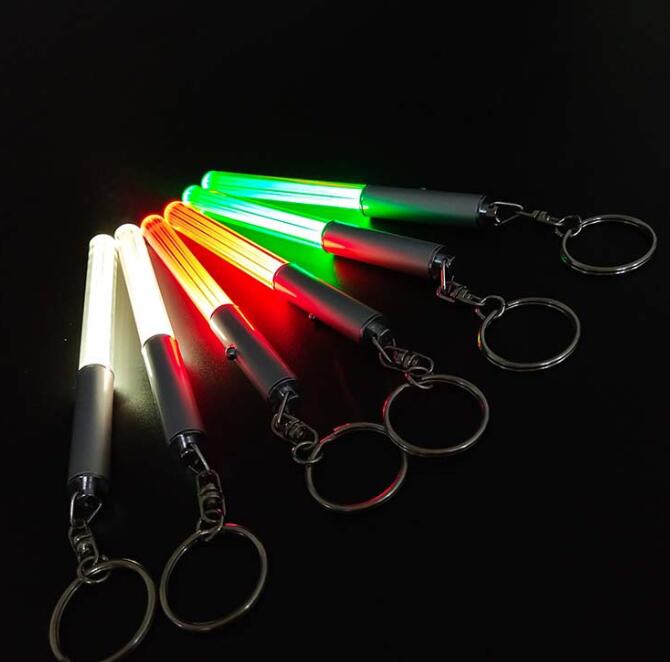 Durable Keychain Glow Pen Flash Torch Magic Wand Stick Lightsaber LED Light Keychain Glowing Cheering Sticks