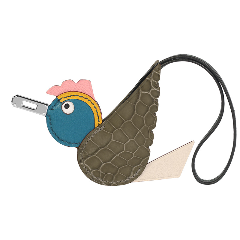 H Home Fashion Genuine Leather Crocodile Leather High end Fashion Bag Pendant Bird