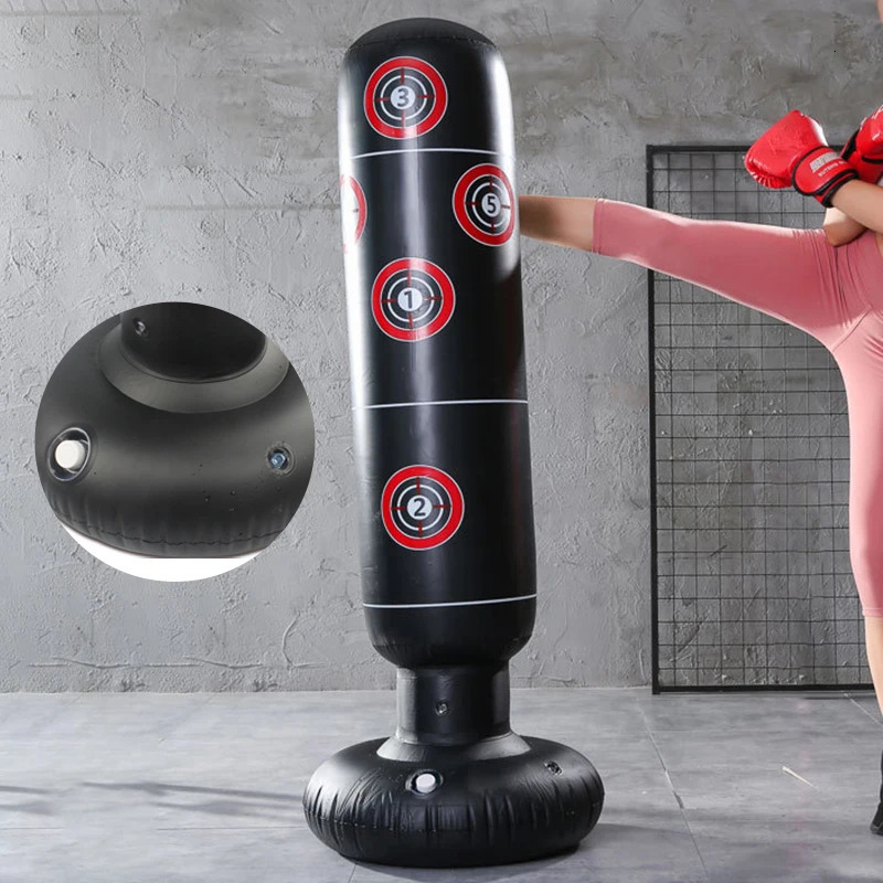 Inflatable Punching Bag PVC Boxing Bag Adults Kids Tumbler Sandbag Boxing Training Stress Relieving Sandbag 240104