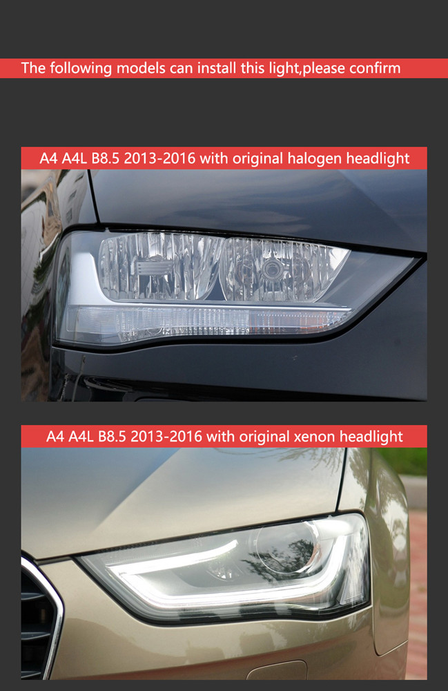 Car Light for Audi A4 RS4 B9 LED Daytime Running 2013-2016 Dynamic Turn Signal Dual Beam Lamp Automotive Accessories