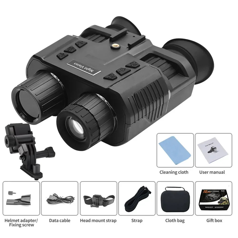 N016NV8000 Pro 3D Infrared Night Vision Binoculars Telescope HD 1080P Head Mount Darkness Camera for Hunting Tactics Goggle 240104