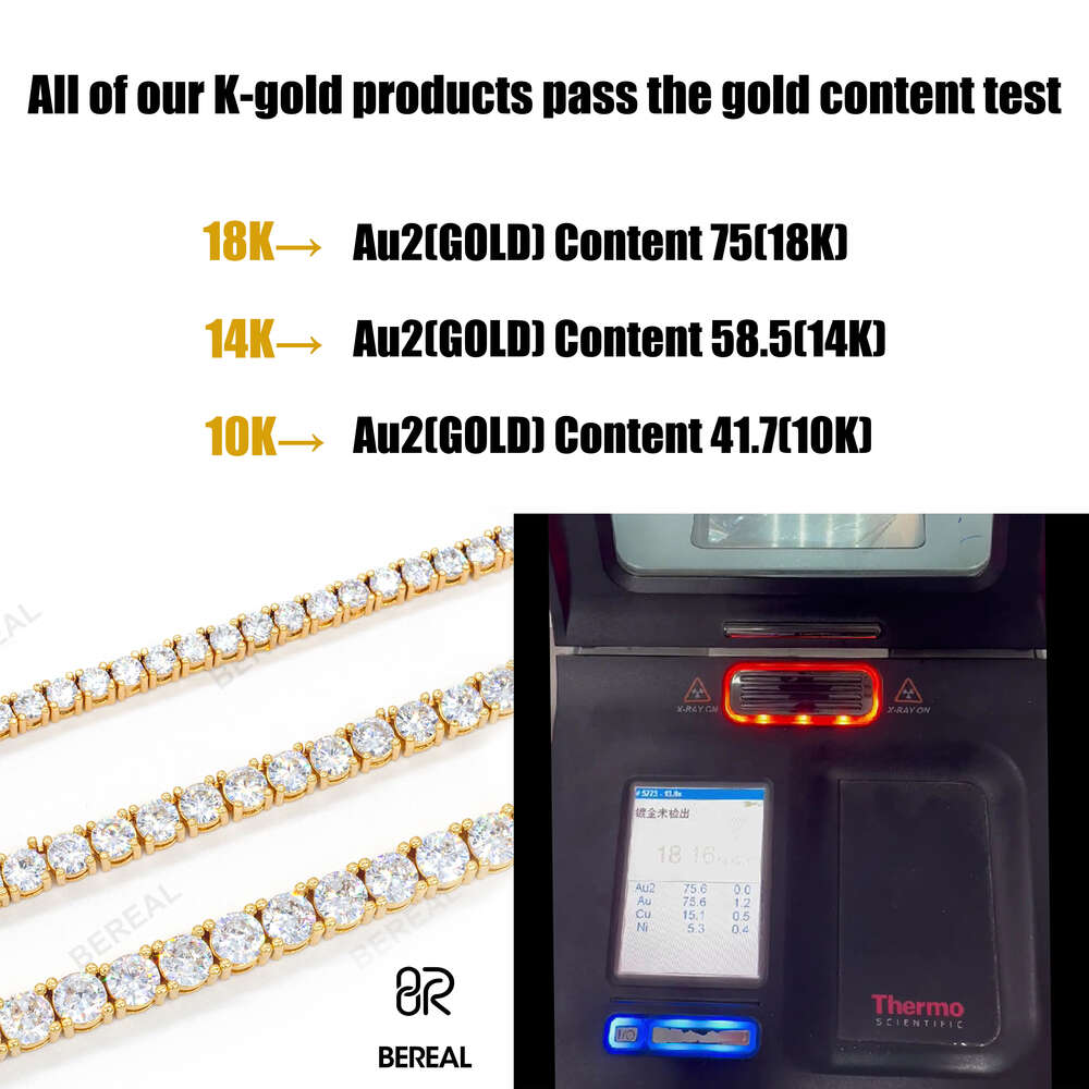 Wholesale Custom 10k 14k Real Solid Gold Certificate Moissanite Dia Original Cuban k Chain Necklace Fine Jewelry 7MM 12MM