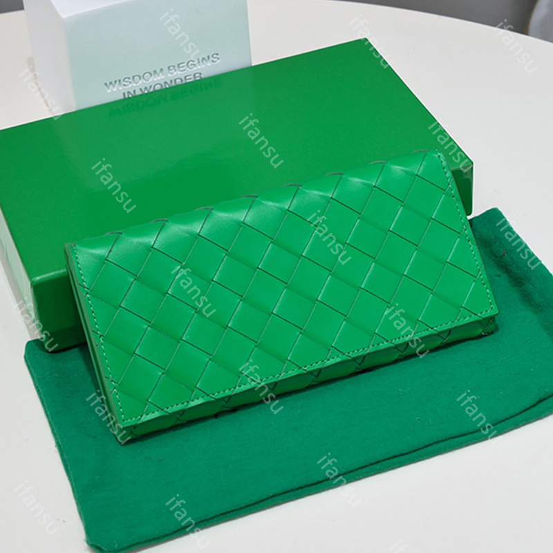 Luxury Design Genuine Leather Woven Women's Fashion Long Fold Travel Wallet Multi-card Slot Men's Simple Portable Business Credit Card