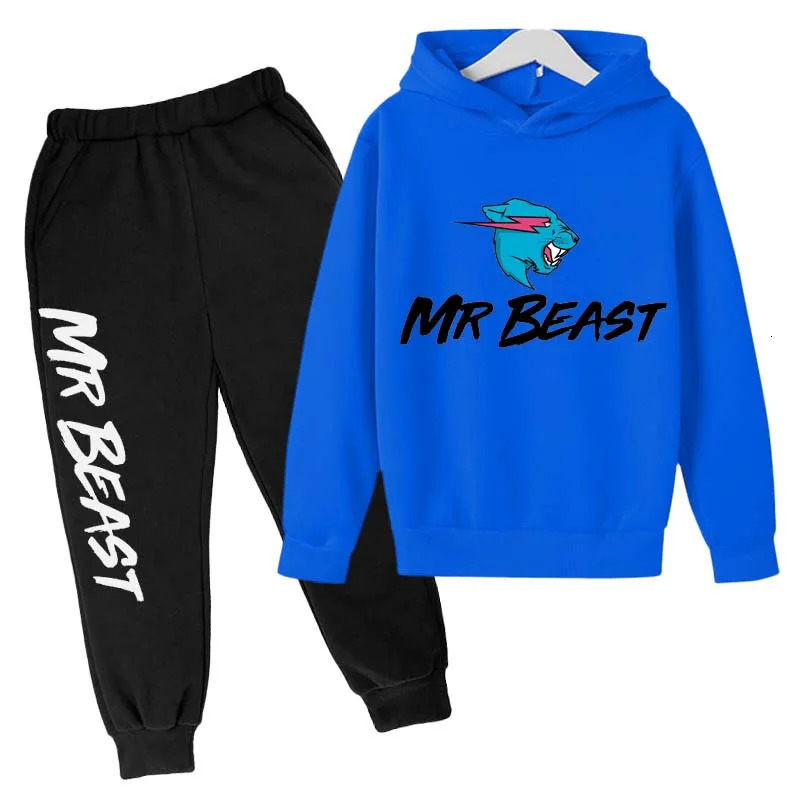 Clothing Sets Children Clothing Boys Girls Hoodies Pant Set Sweatshirt Toddler Age 3-12 Black Coat Spring Autumn Printing Sports Beast Mr 240104Y24110