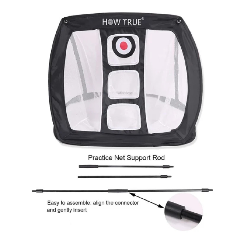 Pop Up Golf Chipping Net Dual Turf Hitting Mat with 3 Rubber Tees Combo 6 Training Balls for Practice 240104