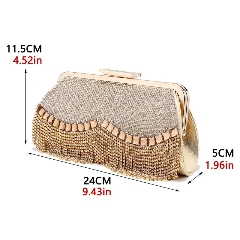 2025 NEW Women Banquet Handbags Dia-Studded Tassel Evening Bags Femme Wedding Purse Dress Beaded Party Clutch 240104 zhanyishengli