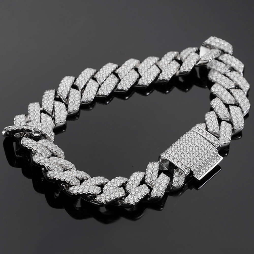 bracelet necklace mossanite Factory Wholesale 925 Solid Silver D Color VVS Iced Out Hip Hop Jewelry Moissanite Diamond Cuban Link Chain Bracelet Men
