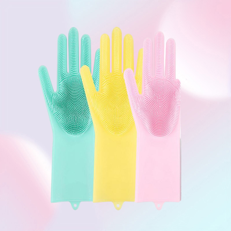 Disposable Gloves Magic Silicone Dishwashing Scrubber Dish Washing Sponge Rubber Scrub Kitchen Cleaning 1 Pair1095912
