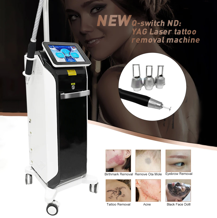 Vertical 3 Wavelength Picolaser Pigmentation Removal Nd Yag Picosecond Laser Tattoo Washing Spot Acne Treatment Instrument with Q Switch
