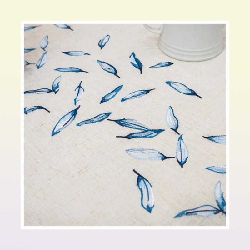 Table Cloth Embroidery Feather Decorative Linen Tablecloth With Tassel Waterproof Oilproof Thick Rectangular Wedding Dining Table Cloth J2210184394585