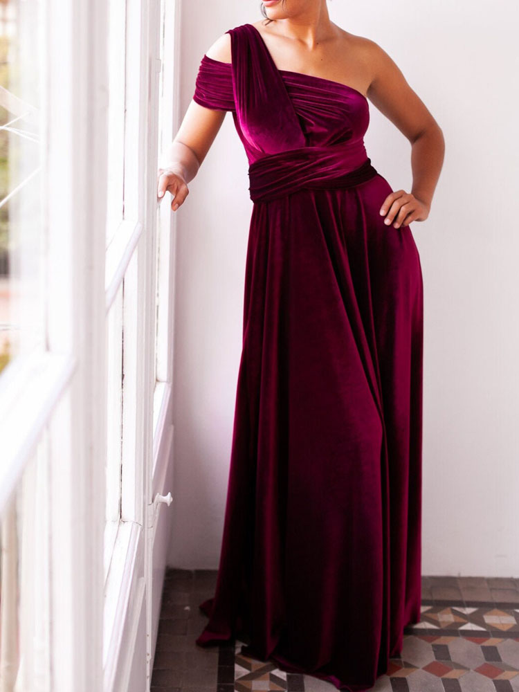 Velvet Bridesmaid Dresses Long Sexy Party Dress Burgundy, Hunter, Royal Blue, Green, Black Bridesmaid Dress