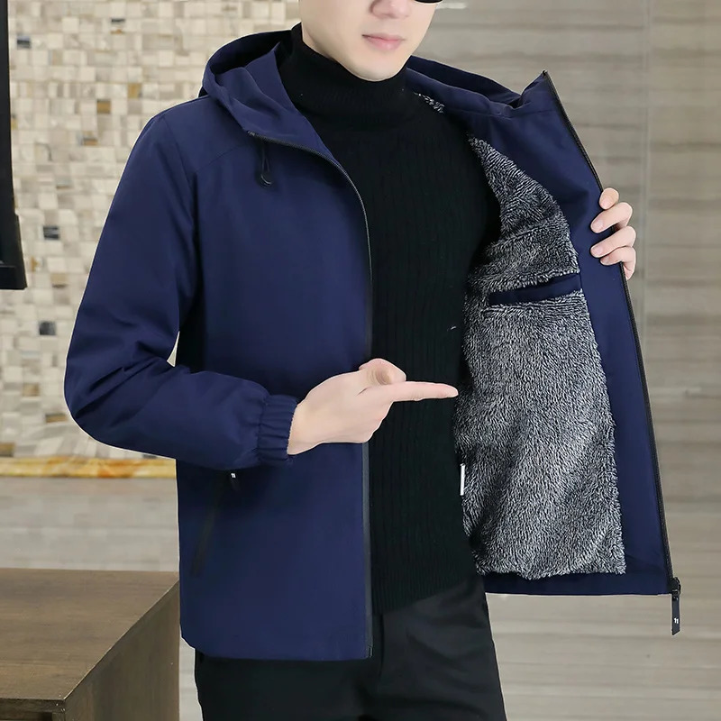 LUKER CMSS Spring Autumn Men Hooded Jacket Male Outwear Thermal Fleece Thick Warm Windbreaker Jacket Men Fashion Casual Coat 5XL 231229