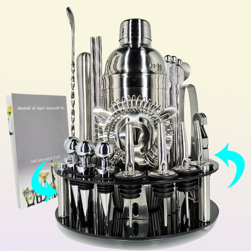 Bar Tools Bartender Kit 130piece Cocktail Shaker Set with Stainless Steel Rotating Stand Bar Tool for Gift Experience for Drink Mi4835727