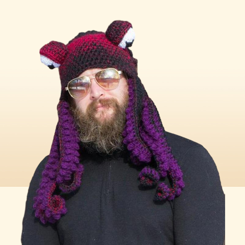 Cycling Caps Crochet Octopus Hat Unique Soft Beanies A Very Good Birthday Christmas Gft For Halloween Costume Cosplay