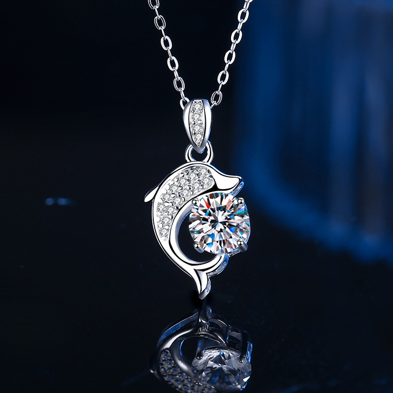 Round Diamond Mossanite Necklace 100% S925 Sterling Silver Heart Clover Choker Jewelry Luxury Iced Out Pendant Necklaces for Women Mom Mother Valentin