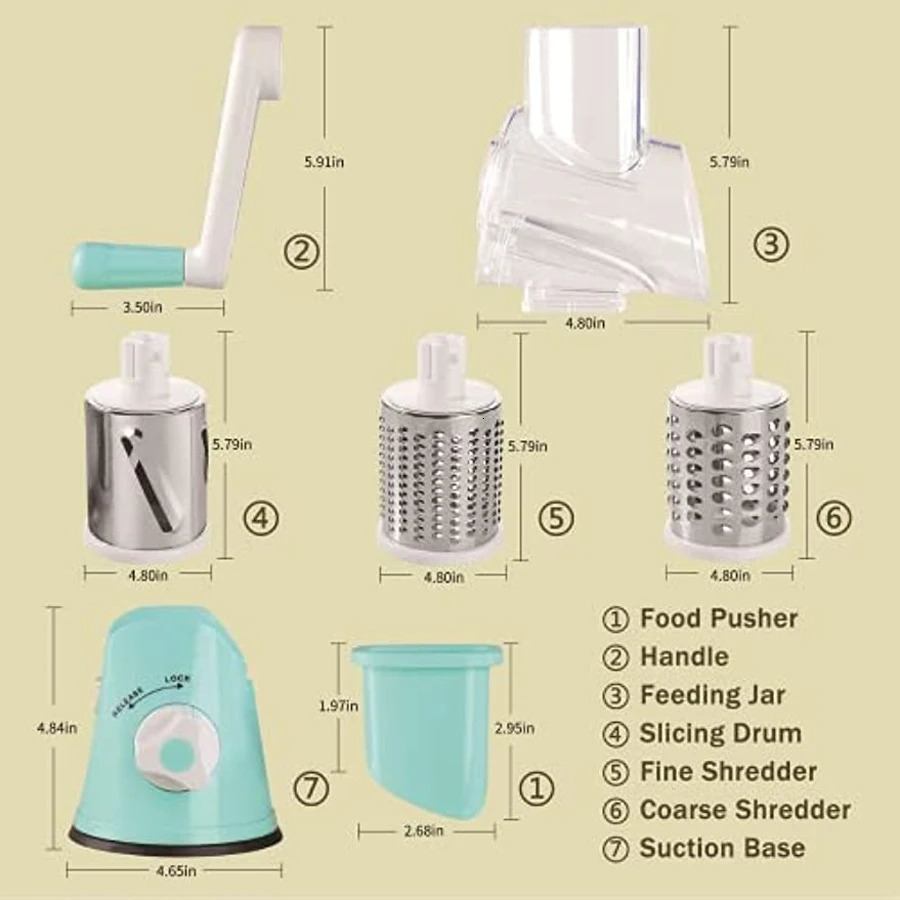 Manual Rotary Vegetable Cutter Cheese Grater Food Fruit Potato Peeler Carrot Shredder Slicer Cutting Chopper Kitchen Tools 240105