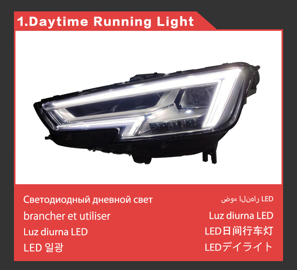 Car Light for Audi A4 B9 LED Daytime Running Headlight 2017-2021 Turn Signal High Beam Head Lamp Automotive Accessories