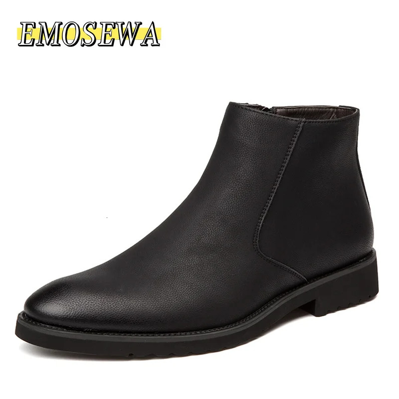 EMOSEWA Top Quality British Men Boots Spring Autumn Shoes Fashion Zip Breathable Genuine Leather Male Botas Hombre 3844 240105