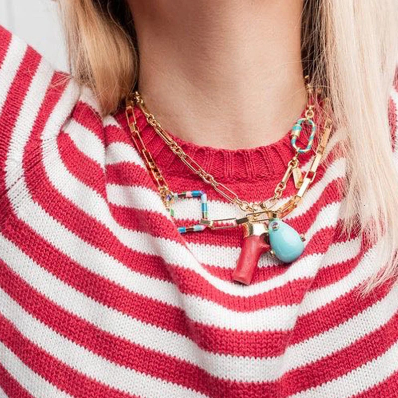 Women's Copper Alloy Chain Necklace Openable Screw Buckle Punk Trendy Jewelry Man Hip Hop Neck Accessories Carabiner Choker 240104