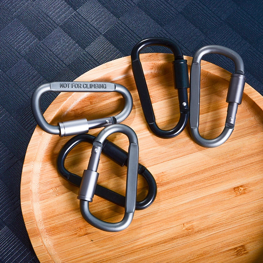 6x Aluminum Alloy Backpack Carabiner Keychain Outdoor Camping Hiking D-ring Snap Clip Lock Buckle Hook Water Bottle Kettle Hook 240104