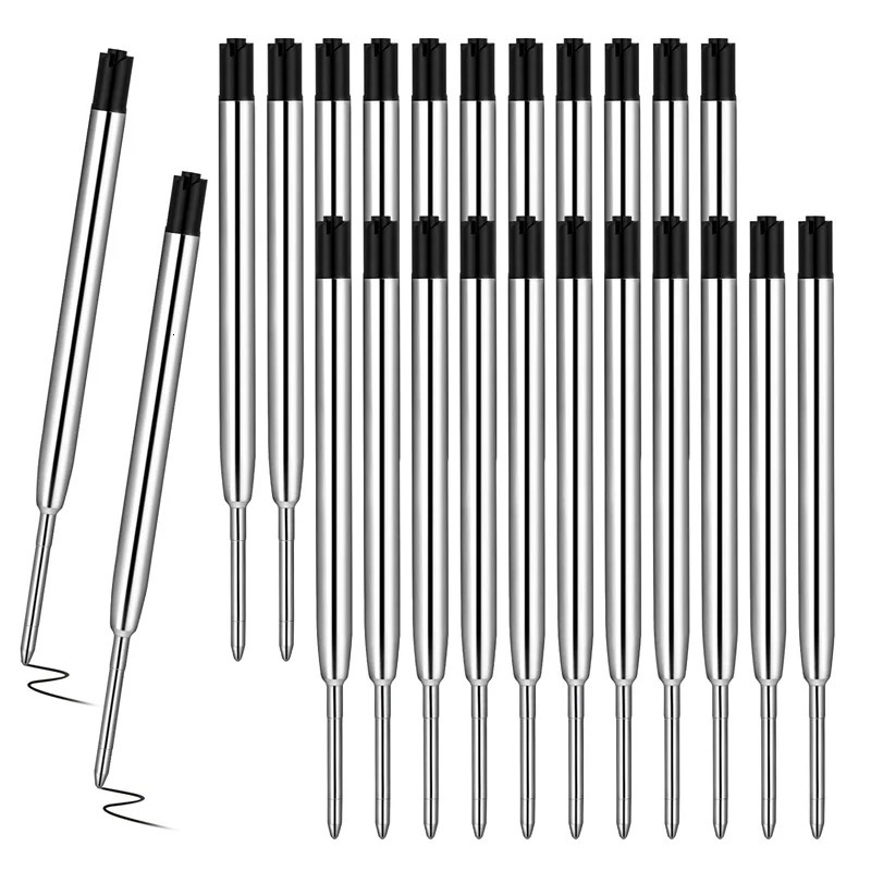 1020pcs 9.9cm Metal Ballpoint Pen Refills Blue Black Ink Rods 1.0mm Medium Point Roller Ball Pens Refill 240105