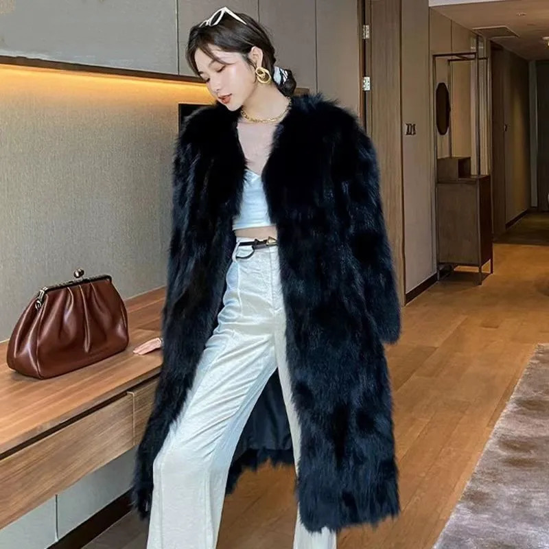 Winter Thick Outwear Coats Genuine Raccoon Fur Womens Jacket Wholesale Overcoat JZ292 240105