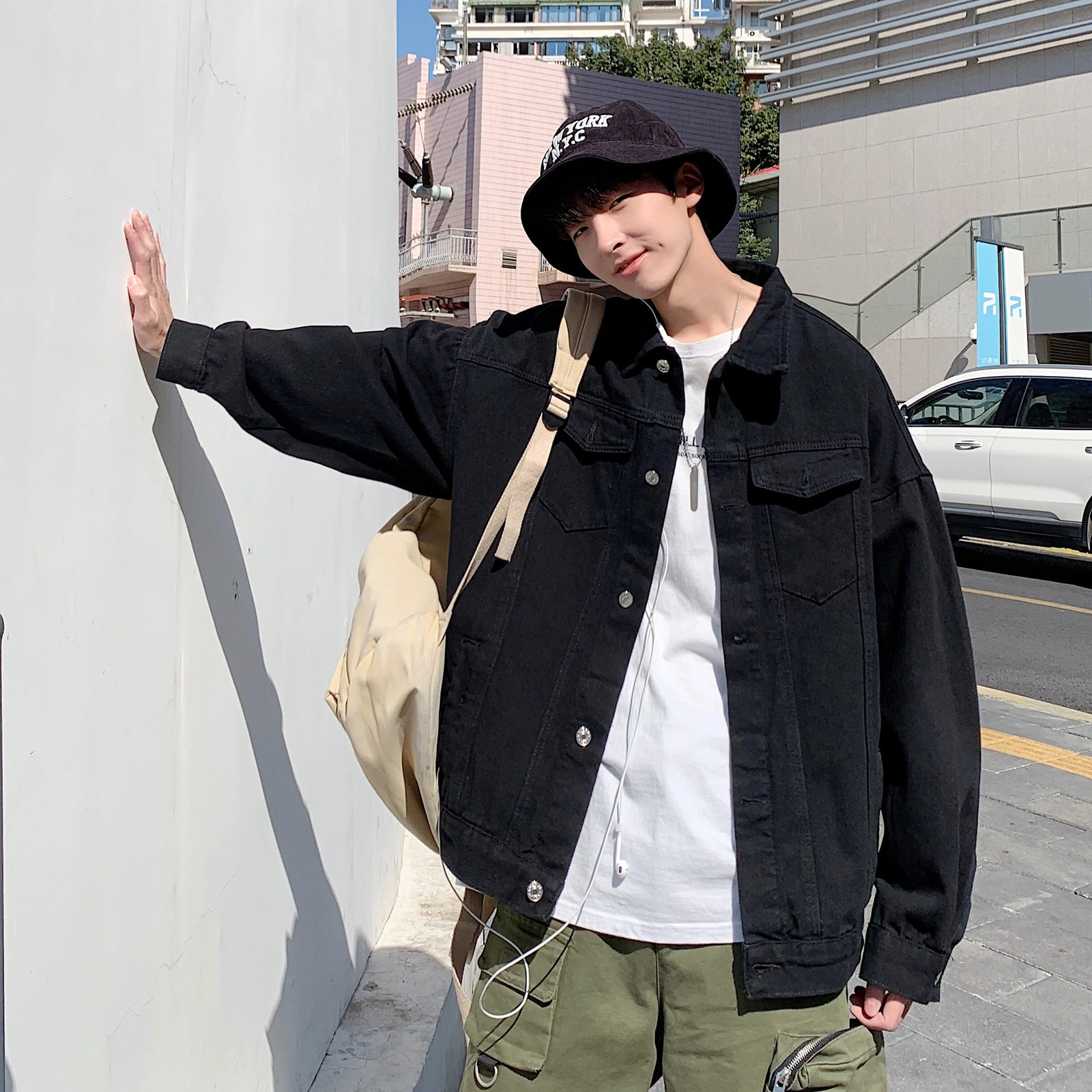 Men's Style Fashion Trend White Denim Jackets Loose Solid Color Coats Cowboy High-quality Outerwear Plus Size S-2XL 231229