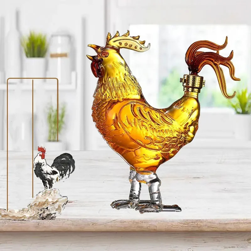 500ml top quality creative animal chicken shaped whiskey decanter home bar glass decanter for Liquor Scotch Bourbon DDC-204 240104