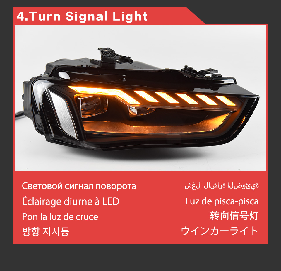Car Light for Audi A4 RS4 B9 LED Daytime Running 2013-2016 Dynamic Turn Signal Dual Beam Lamp Automotive Accessories