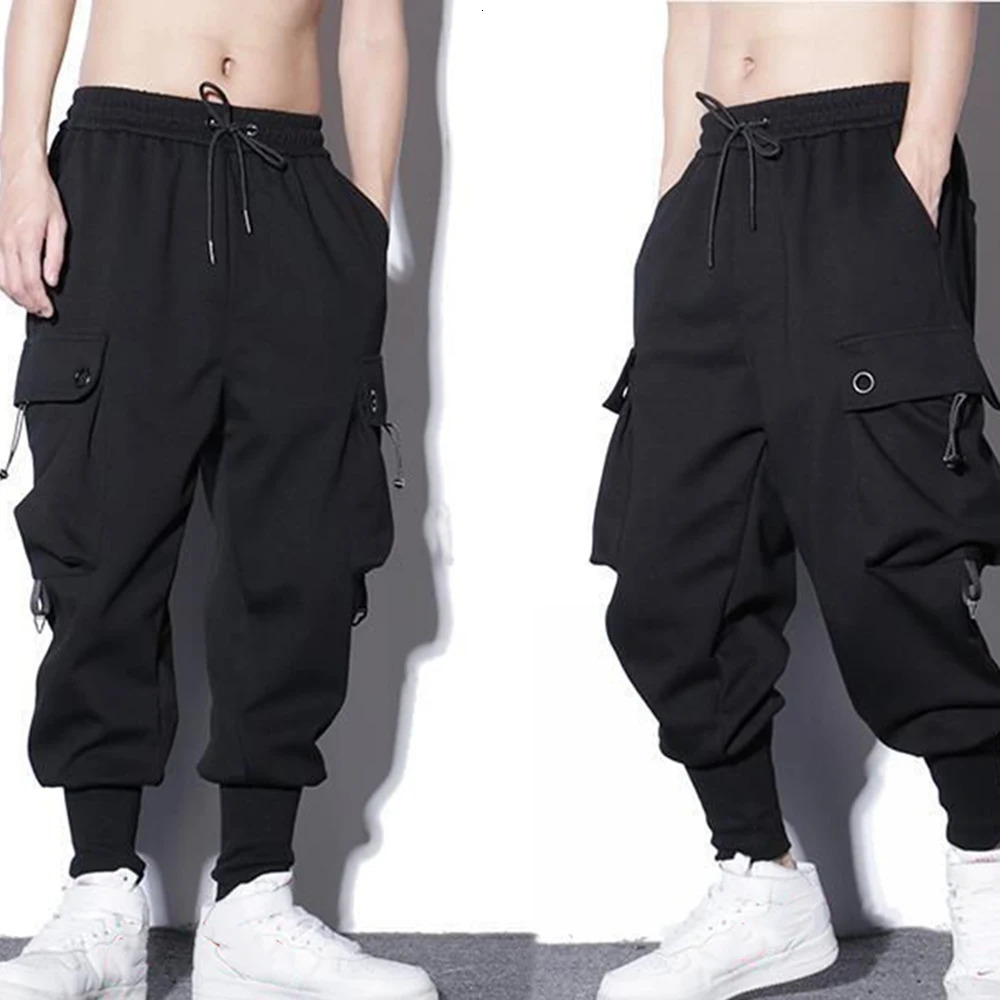 Loose Harem Pants Men Cargo Trousers Hip Hop Outdoor Casual Ankle Length Pant Fashion Streetwear Pocket Sweatpants 240105