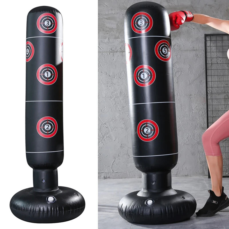 Inflatable Punching Bag PVC Boxing Bag Adults Kids Tumbler Sandbag Boxing Training Stress Relieving Sandbag 240104