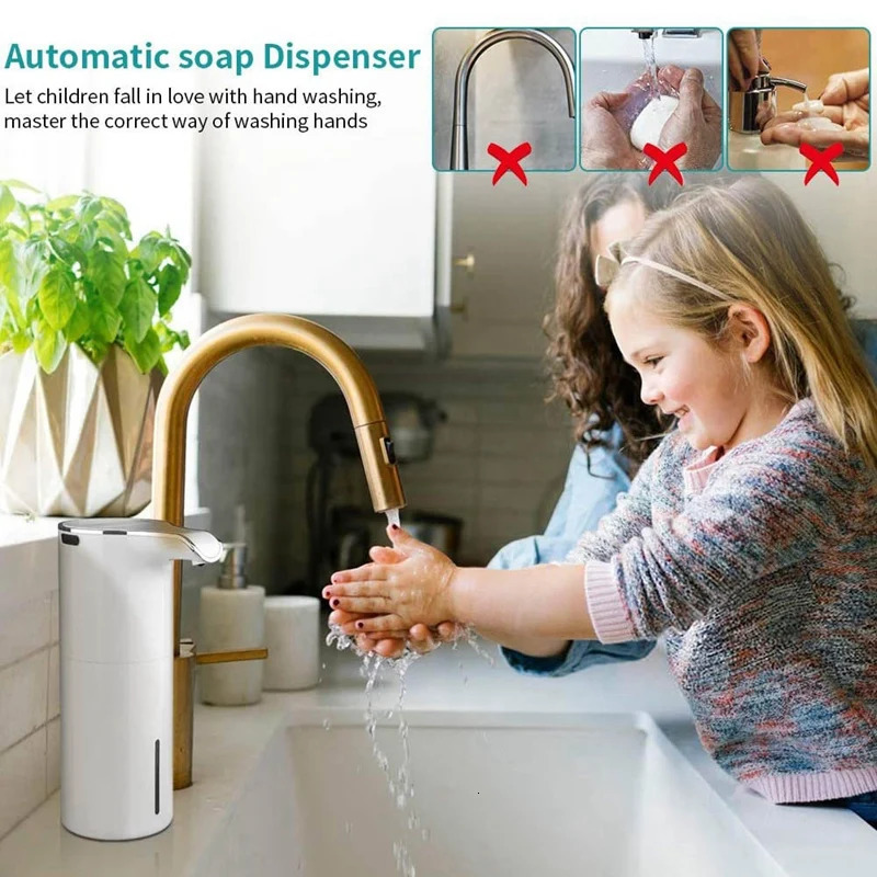 Soap Dispenser Automatic Touchless USB Rechargeable Electric Liquid Waterproof Adjustable Volume 450Ml 240105