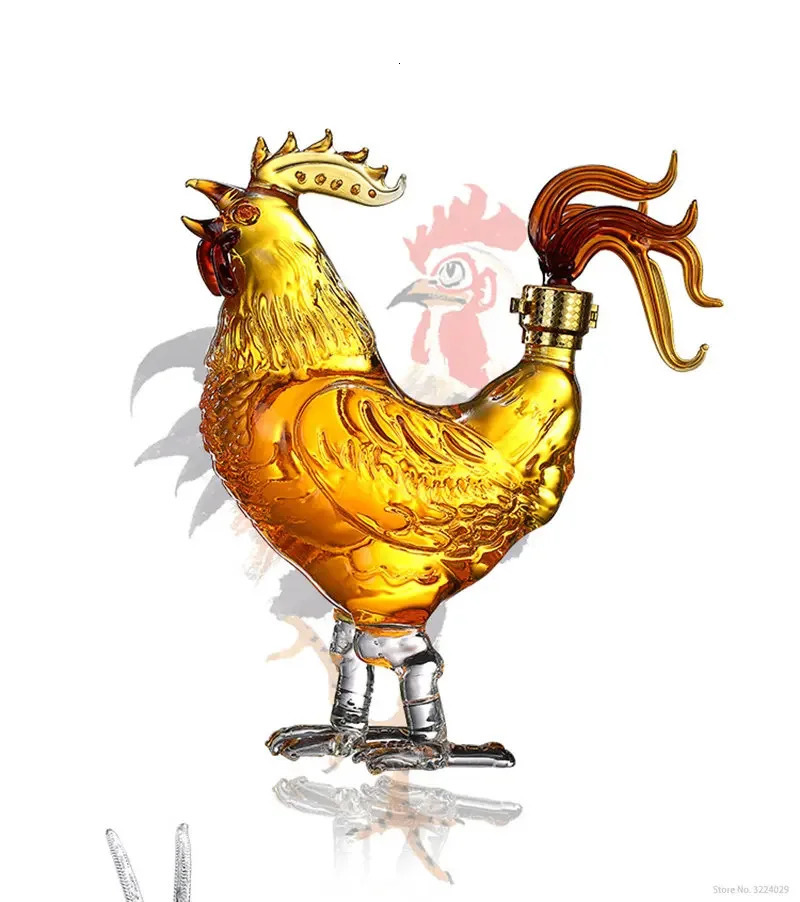 500ml top quality creative animal chicken shaped whiskey decanter home bar glass decanter for Liquor Scotch Bourbon DDC-204 240104