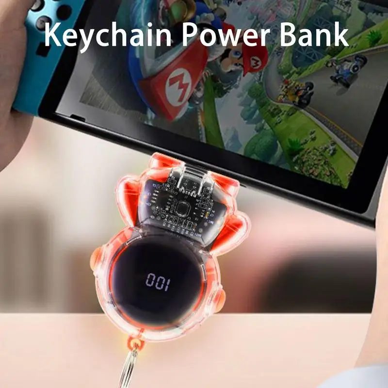 1500mAh Cute Astronaut Mini Power Bank Type C Portable Keychain Fast Direct Charging Transparent Astronaut Power Bank Charger
